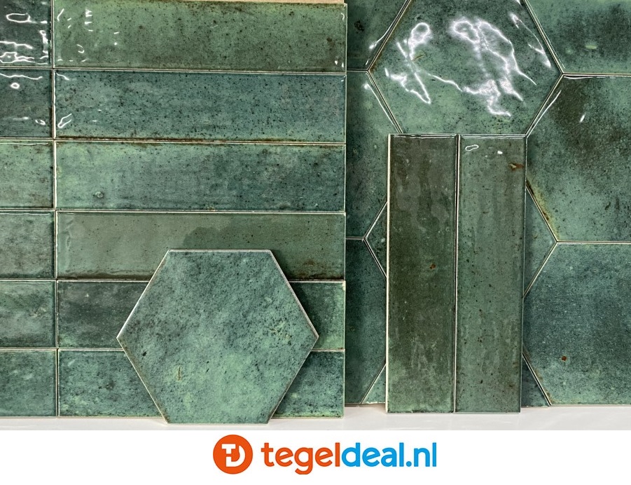 wandtegels Ribesalbes, Hope OLIVE glans, 6x25 cm; Groene glanzende